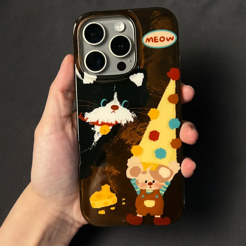 BANCA黑猫老鼠戴高帽适用苹果16/15/14手机壳华为P70vivo小米oppo