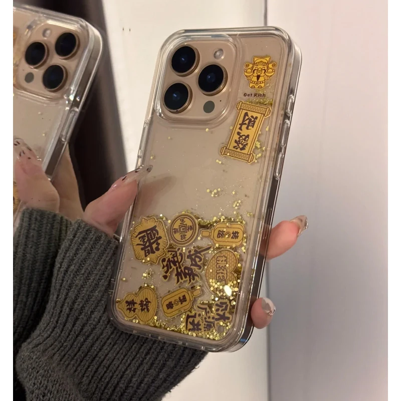 BANCA高级流沙财神摇摇乐适用iPhone16/15promax手机壳14软13套12