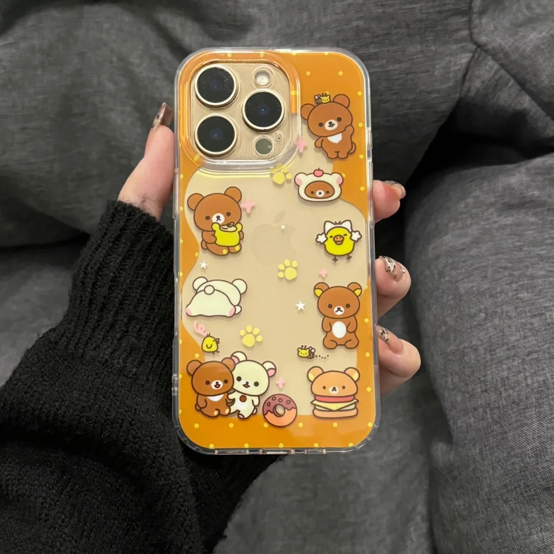 BANCA秋日轻松熊适用iPhone16/15/14手机壳苹果华为vivo小米oppo