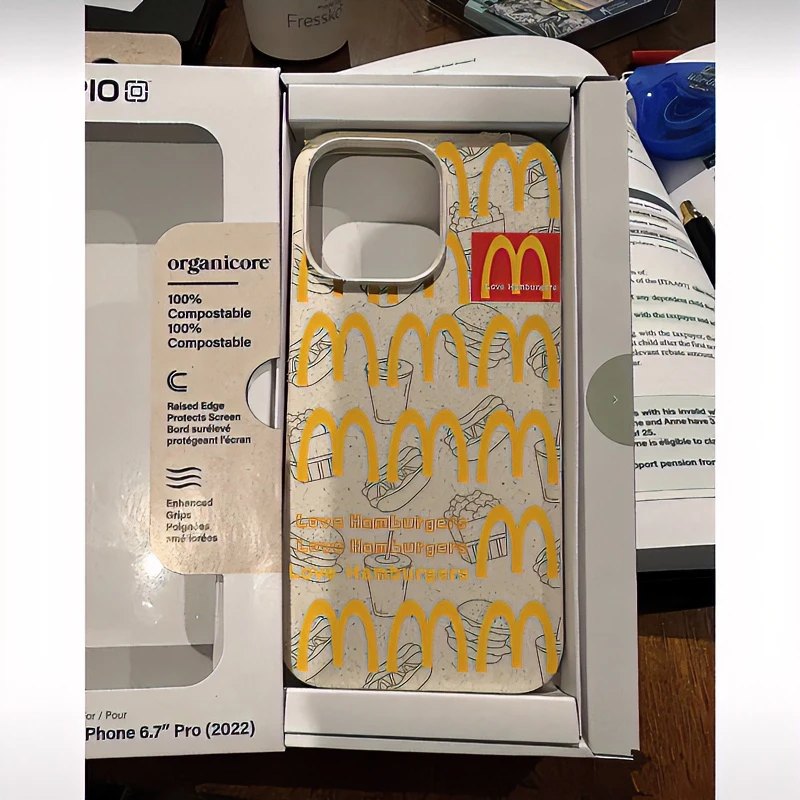 BANCAins创意M记iPhone15/14promax小麦手机壳苹果13全包12/11软x