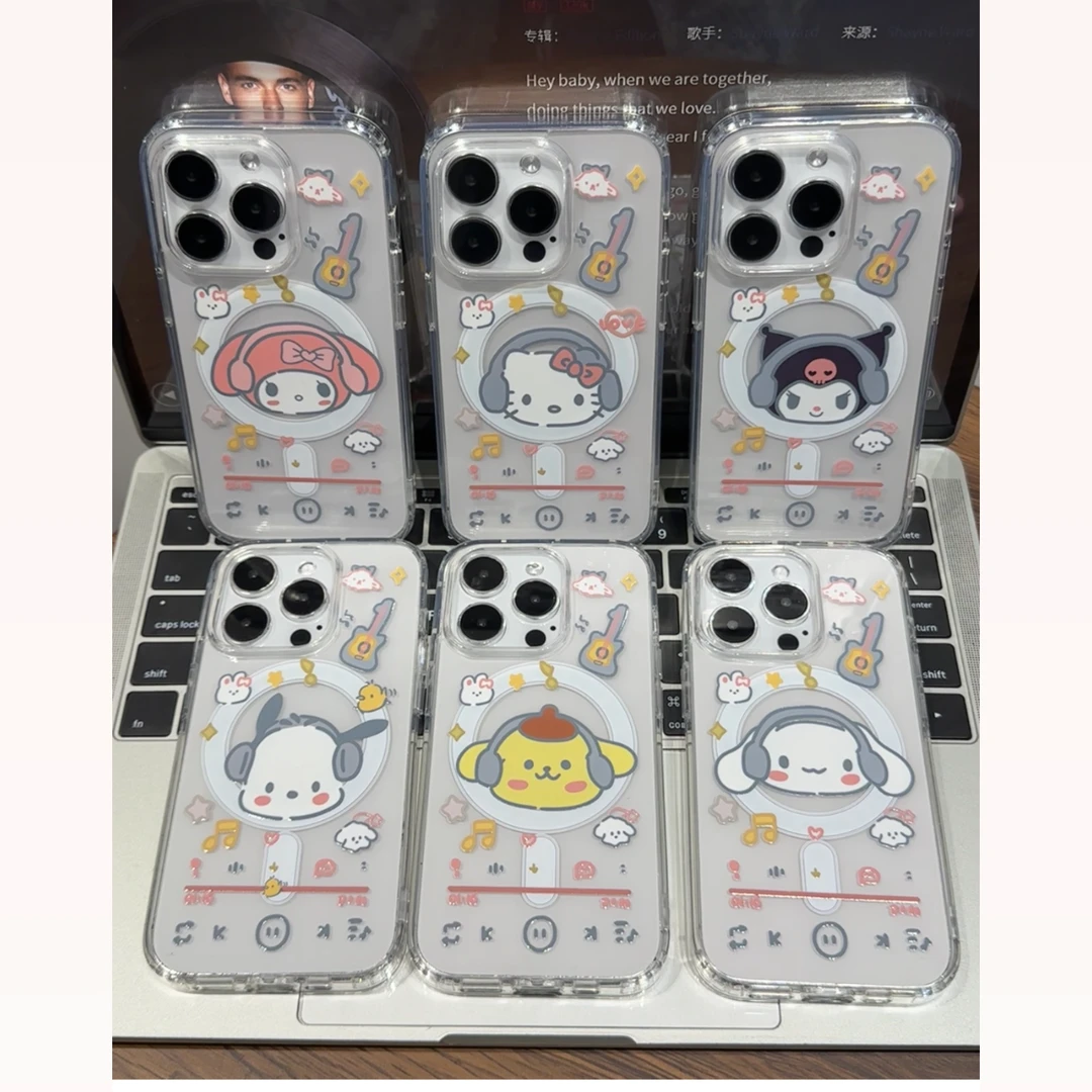 BANCA耳机凯蒂猫KT适用iPhone14/15/16高透磁吸壳苹果13/12/11女