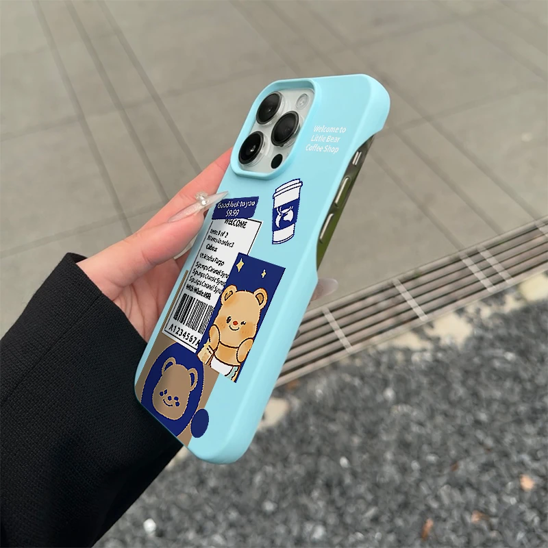 BANCA咖啡黄油小熊适用iPhone16/15promax无边框手机壳14/13软12