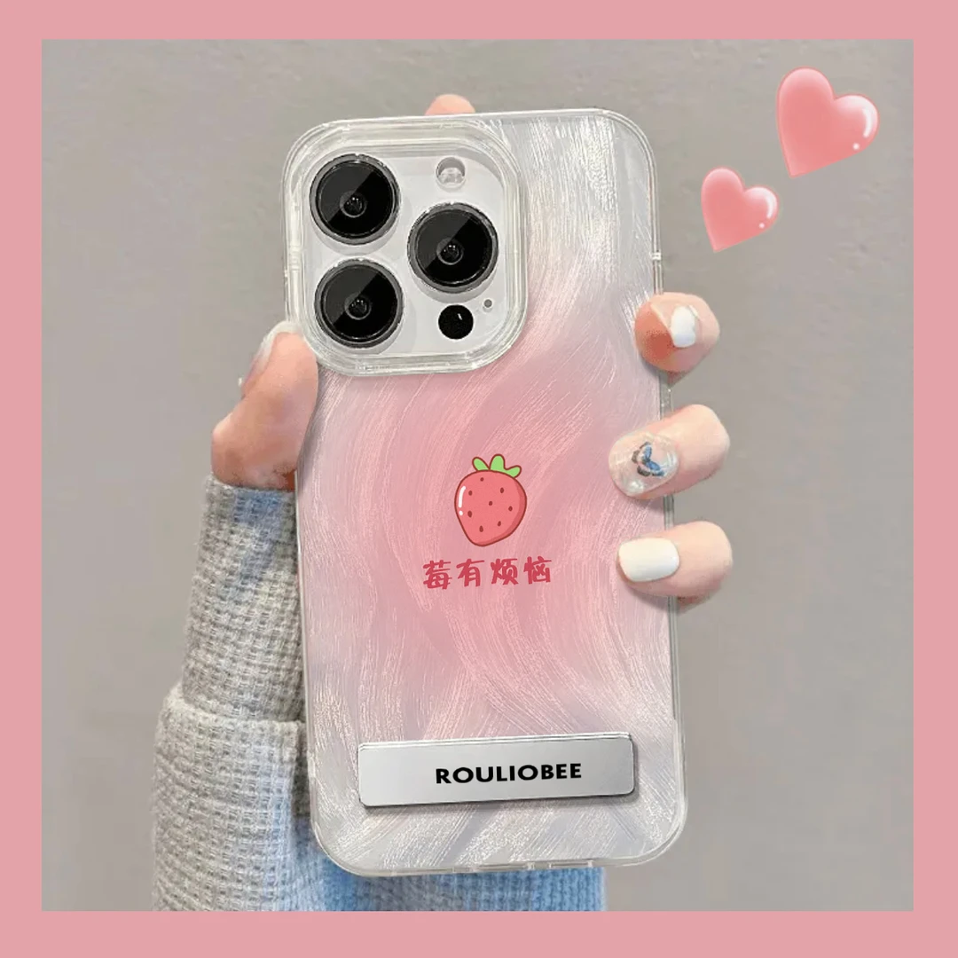 BANCA莓有烦恼支架华为小米苹果15手机壳iPhone14Promax13/12女款