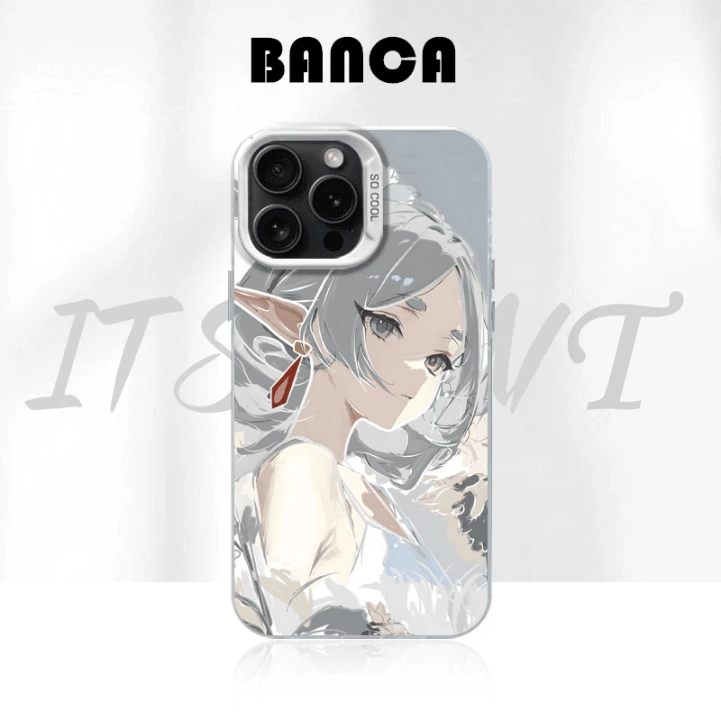 BANCA芙莉莲白衣镂空线条iphone15/14/13pomax手机壳华为oppo小米
