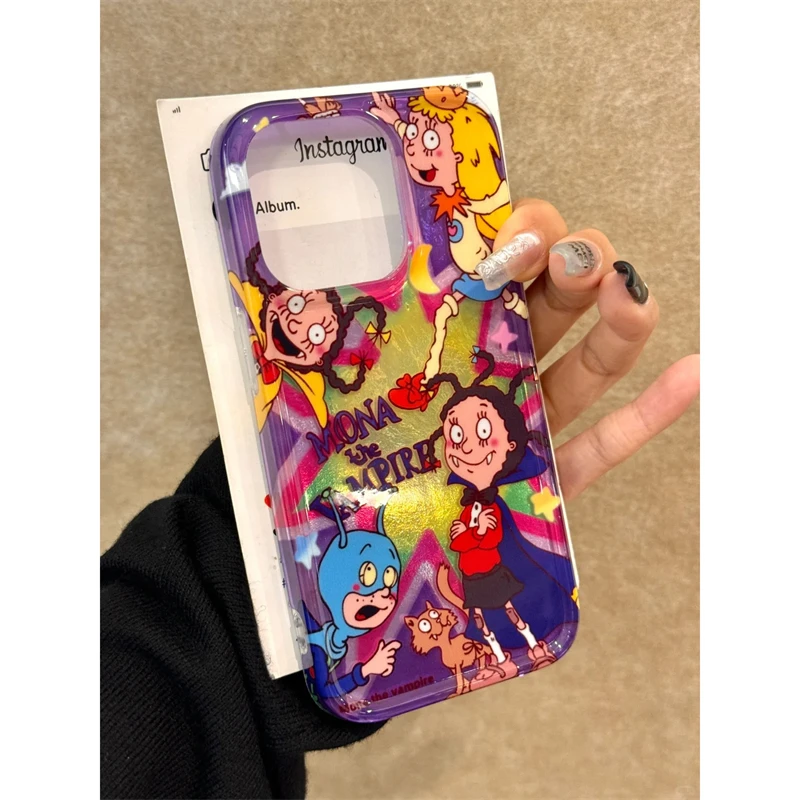 BANCA紫色蒙娜小魔女适用苹果16/15手机壳华为P70vivo小米14oppo