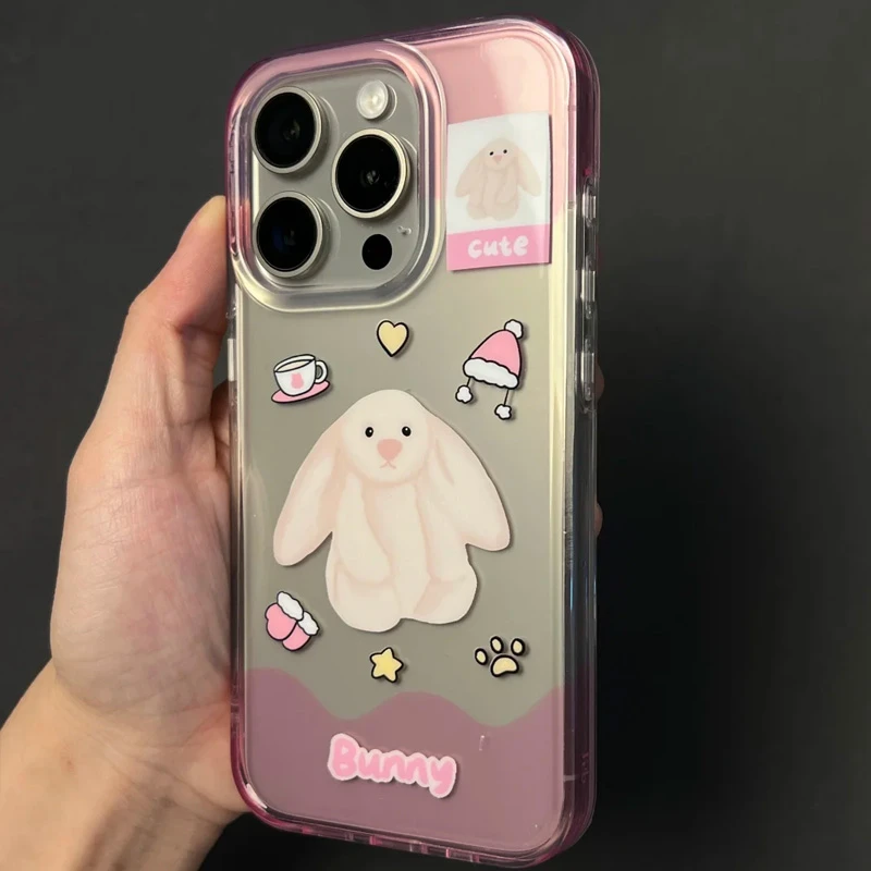 BANCAins粉嫩大白兔兔适用苹果16手机壳iphone15/14promax透明13