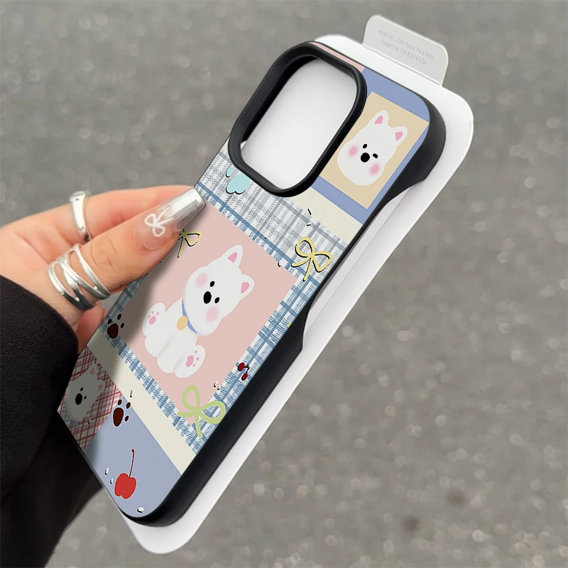 BANCA清新田园西高地适用苹果16半包手机壳iPhone15/14promax软13