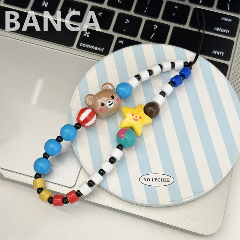 BANCA卡通星星小熊链条适用iphone15苹果女oppo华为vivo型号通用
