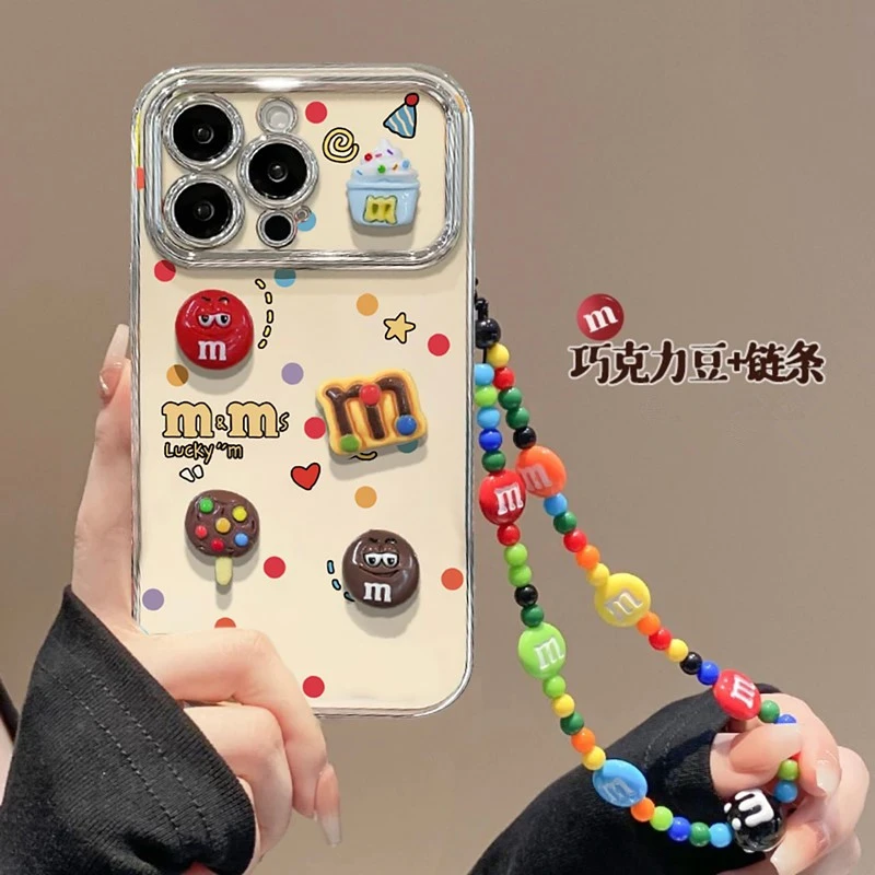 BANCA趣味M豆链条适用苹果15华为vivo小米oppo电镀大视窗iPhone13