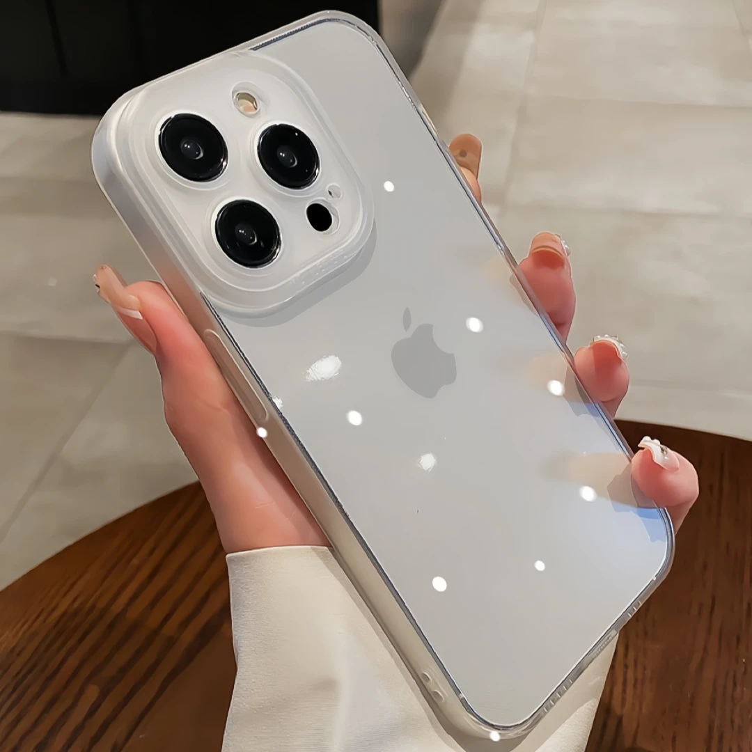 BANCA简约轻奢磨砂镜头框透明苹果15手机壳iPhone13男14Promax女1