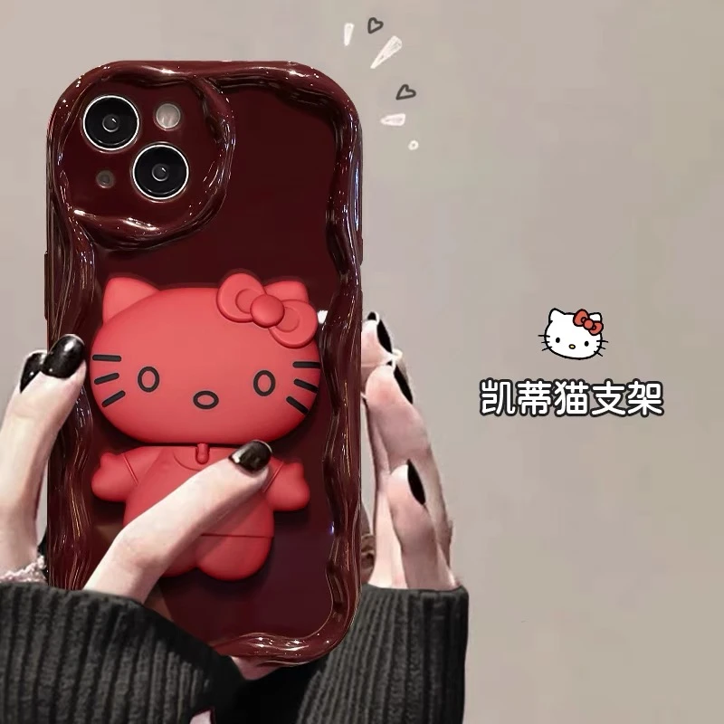 BANCA凯蒂猫镜子支架适用iphone15苹果14手机壳华为vivo小米oppo