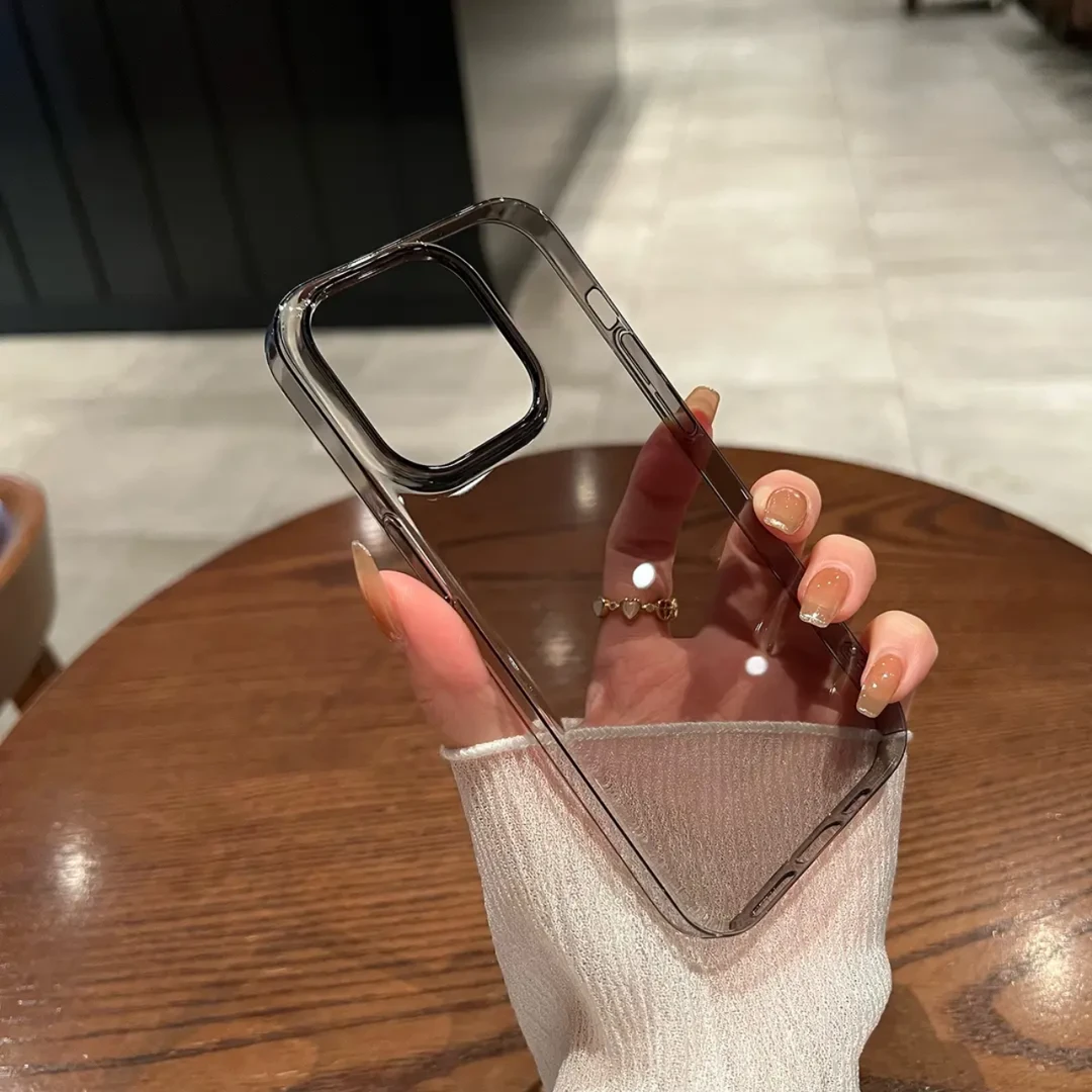 BANCA透明大孔高级感PC硬壳iphone15/14proMax适用苹果16手机壳13