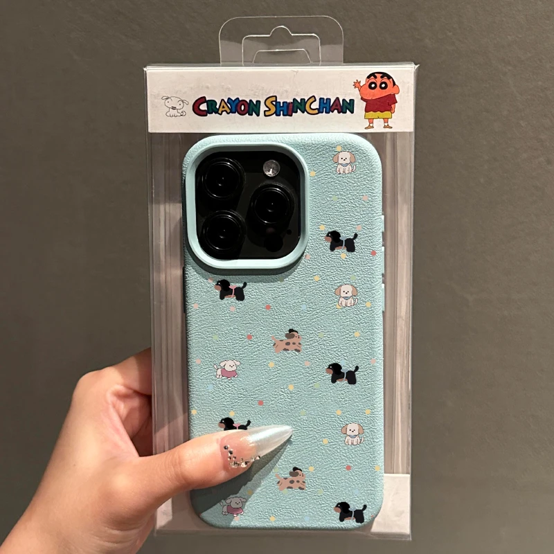 BANCA波点奔跑小狗荔枝纹适用苹果16手机壳iphone15/14磨砂13女12