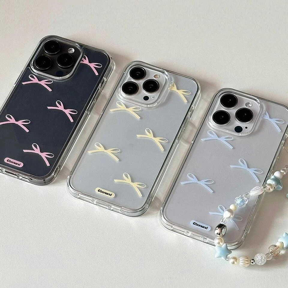 BANCA日韩ins蓝蝴蝶结适用iphone15苹果14手机壳华为vivo小米oppo