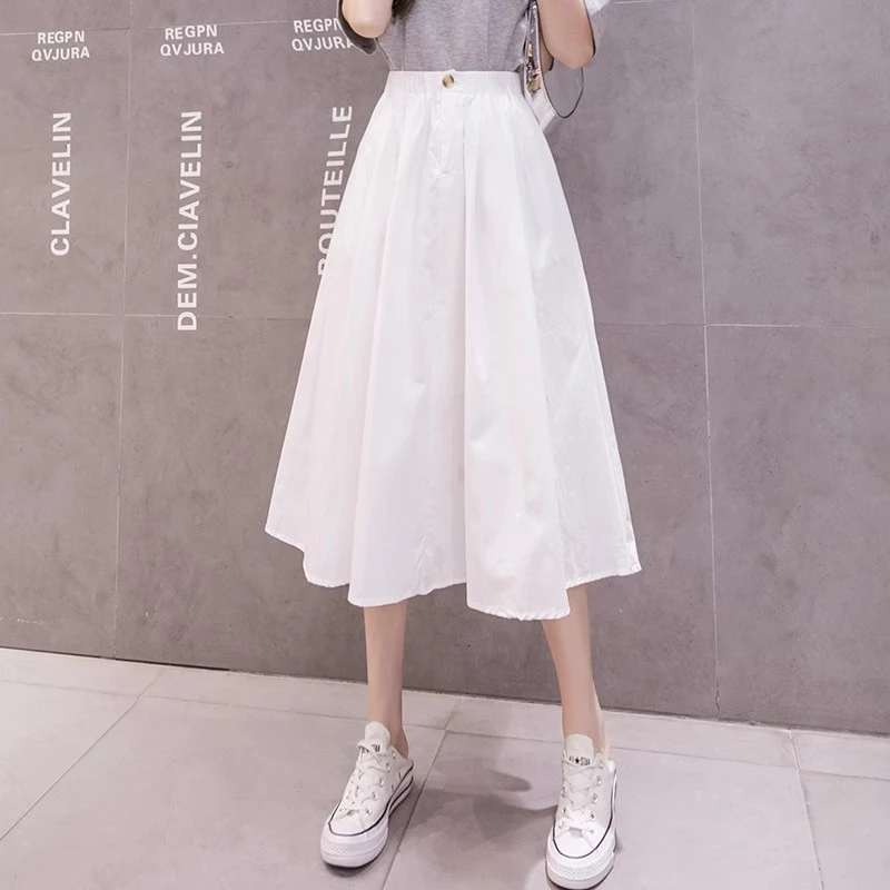 夏季新款高腰显瘦小个子半身裙a字遮胯气质百搭中长款休闲半身裙