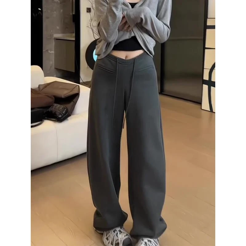 镰刀卫裤女春夏显瘦高腰休闲直筒阔腿裤宽松窄版弯刀香蕉裤子