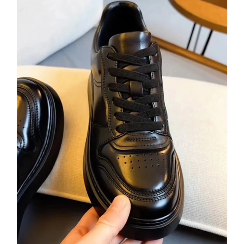 青春潮流秋季圆头鞋子低帮皮鞋商务黑色男鞋男鞋皮鞋