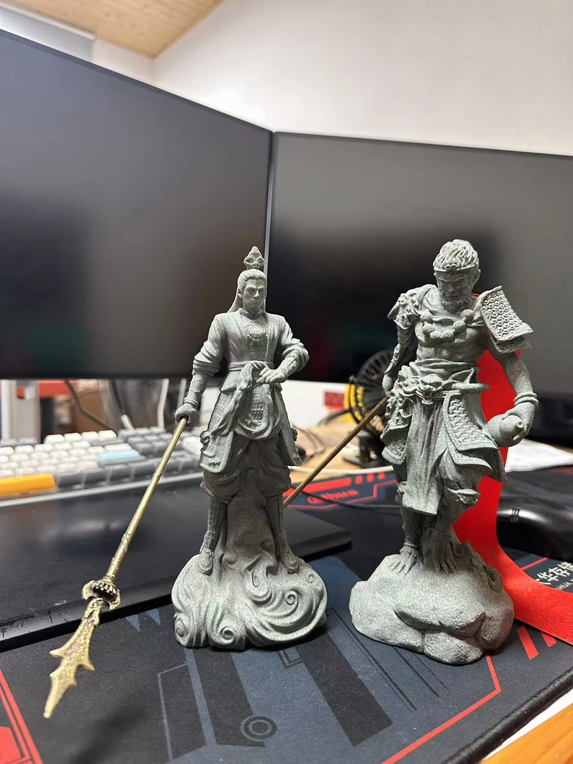 二郎神杨戬 青砂石鱼缸摆件黑神话独家手工摆设西游记游戏周边独