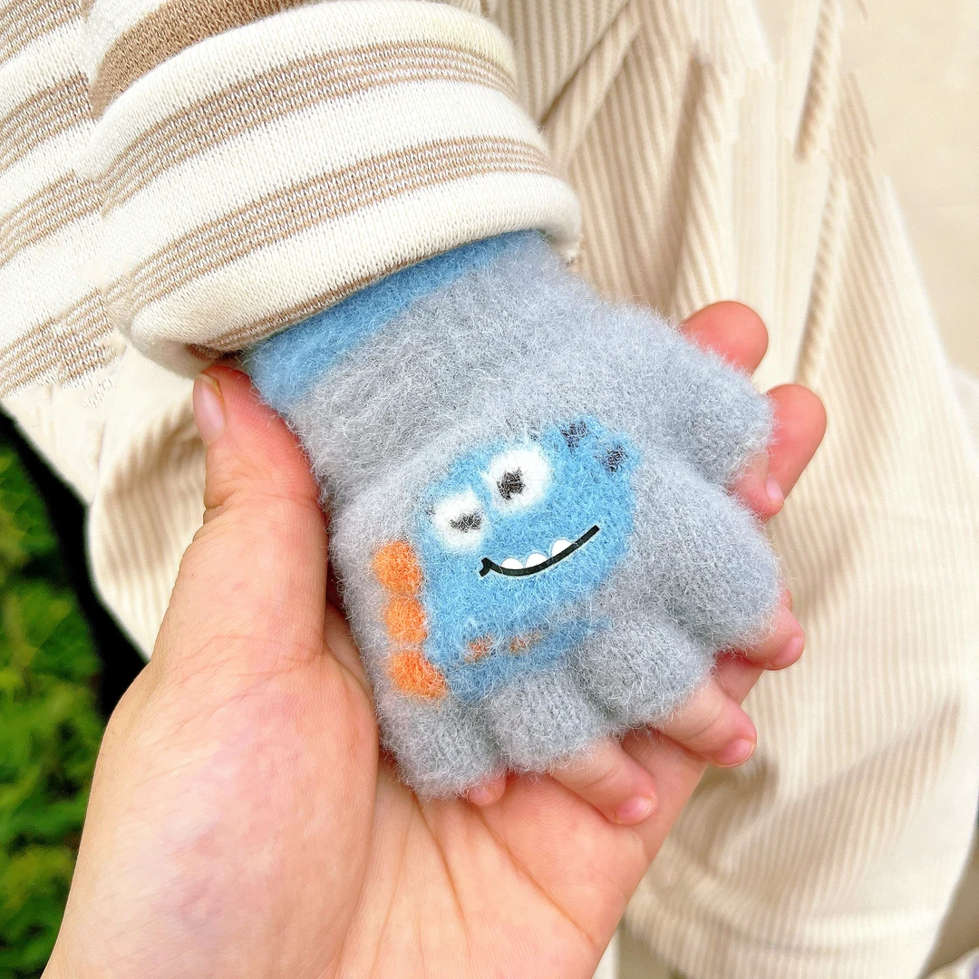 儿童卡通半指手套宝宝小手套男童女耳童防寒秋冬季天婴幼儿小孩子