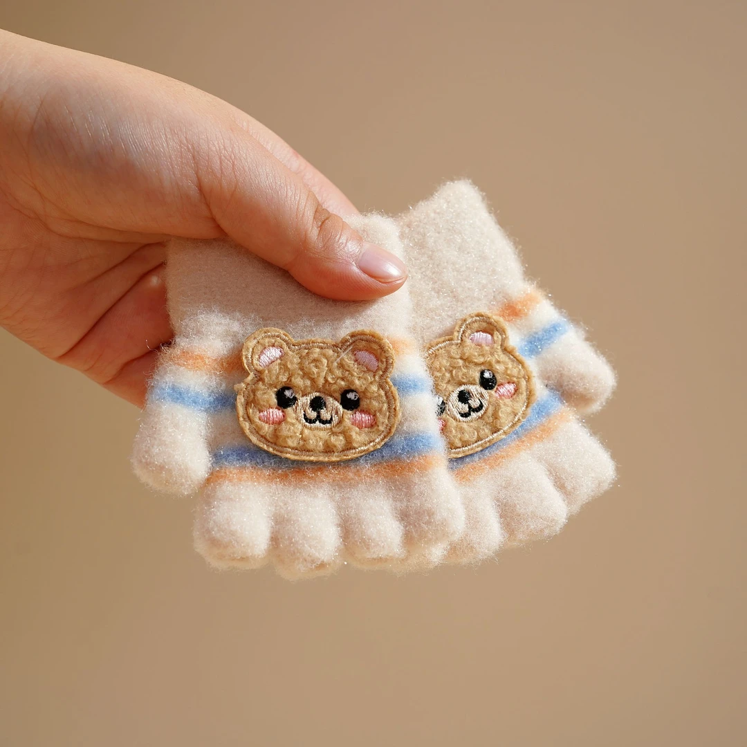 婴儿手套男女儿童冬季幼儿保暖防寒小宝宝爬行0-1岁秋冬2半指防寒