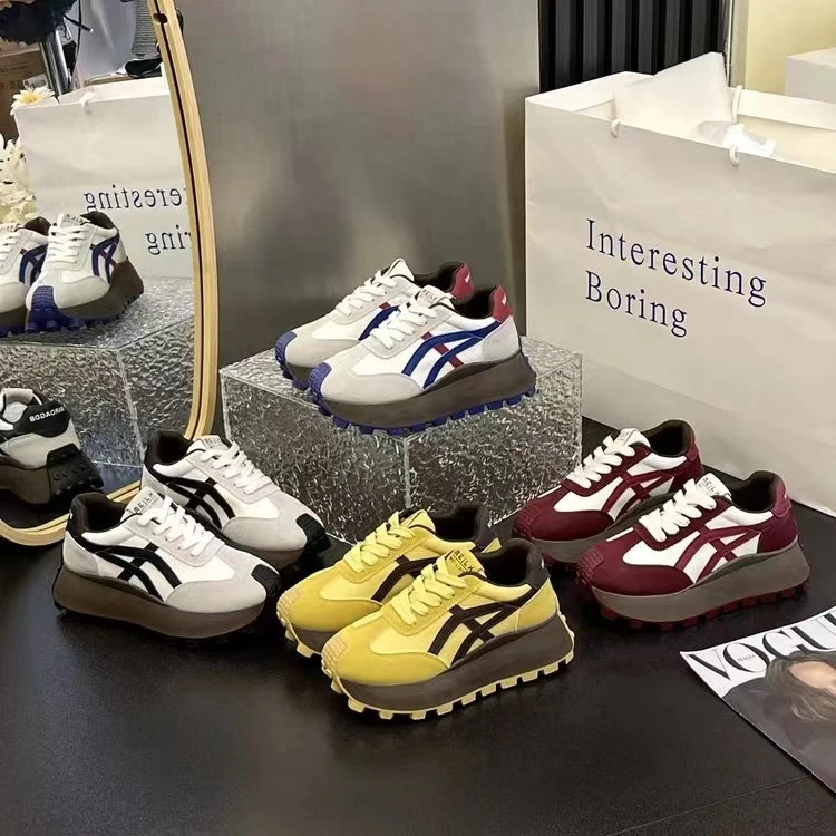 2024新款女鞋秋季阿甘鞋潮鞋厚底增高时尚百搭复古休闲防滑老爹鞋