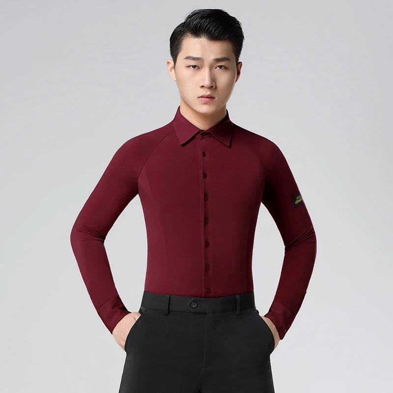 丹宝罗拉丁舞练功服上衣国标舞男式拉丁舞服成人舞蹈服装交谊舞