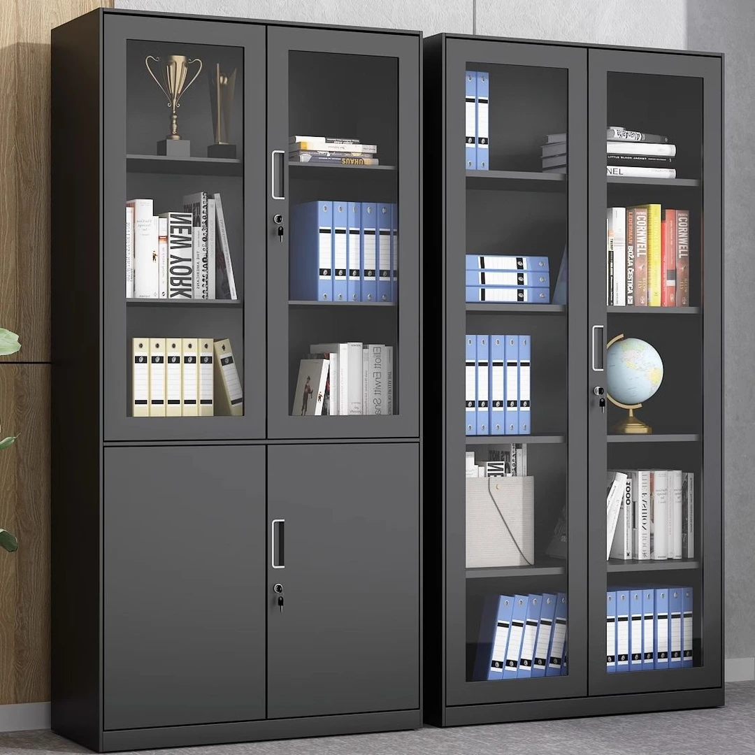 黑色资料文件柜办公室财务凭证柜员工多门更衣柜带锁储物柜铁皮柜