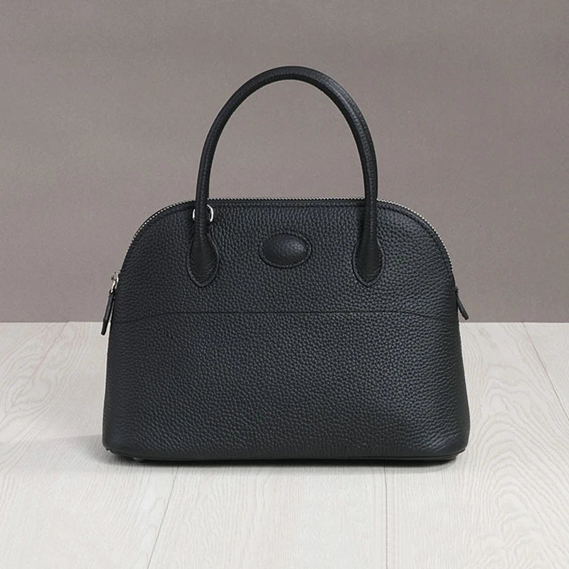 头层牛皮贝壳包时尚百搭女士真皮单肩斜挎工厂手提包