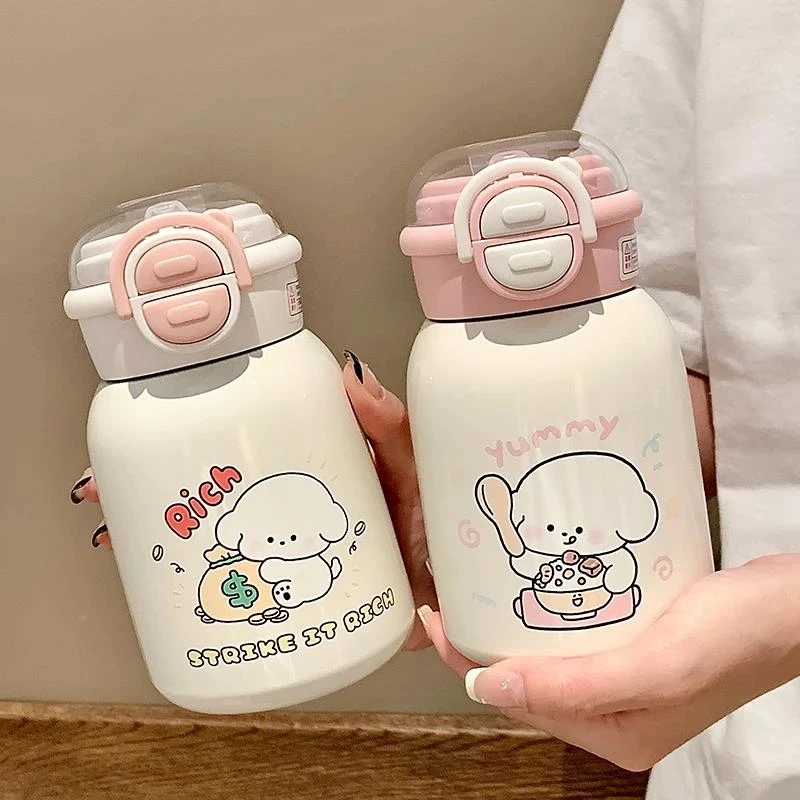 狗狗杯子可爱大容量保温杯女生高颜值水杯双饮316不锈钢吸管杯