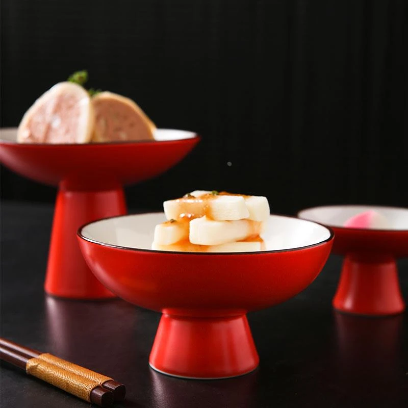 轻奢创意中式大红前菜小果盘泡菜碟子点心蘸料配菜茶点盘陶瓷味碟