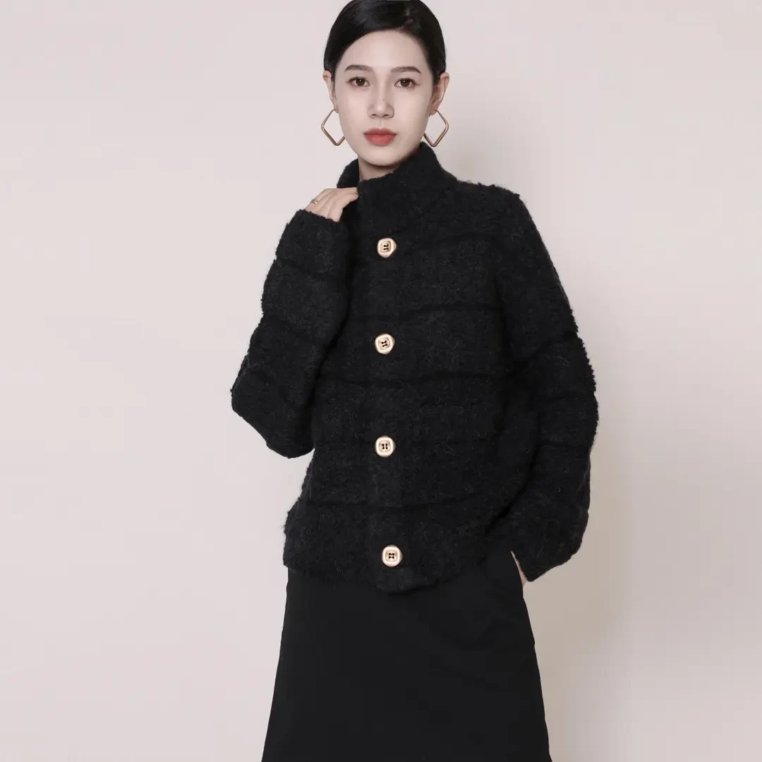 AMASS/阿玛施秋冬时尚气质毛呢圈圈纱泰迪针织开衫外套女 5499153