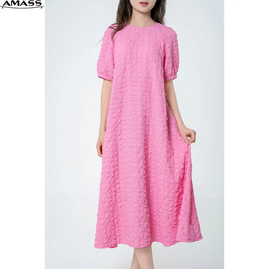 AMASS/阿玛施夏季法式甜美轻薄泡泡袖宽松女装连衣裙5500534