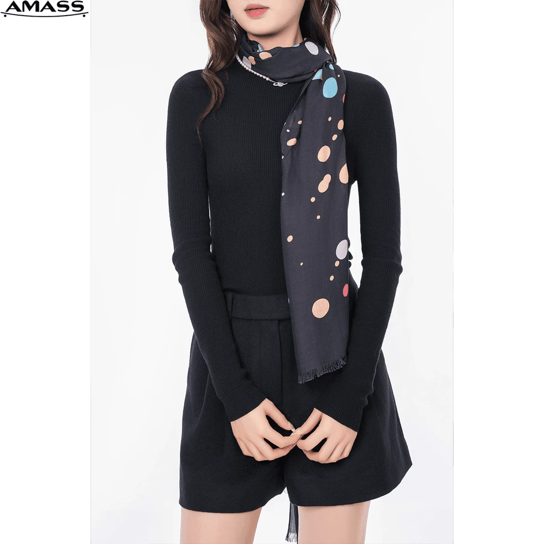 AMASS/阿玛施秋冬新款女士彩色圆点时尚百搭保暖围巾 5800007