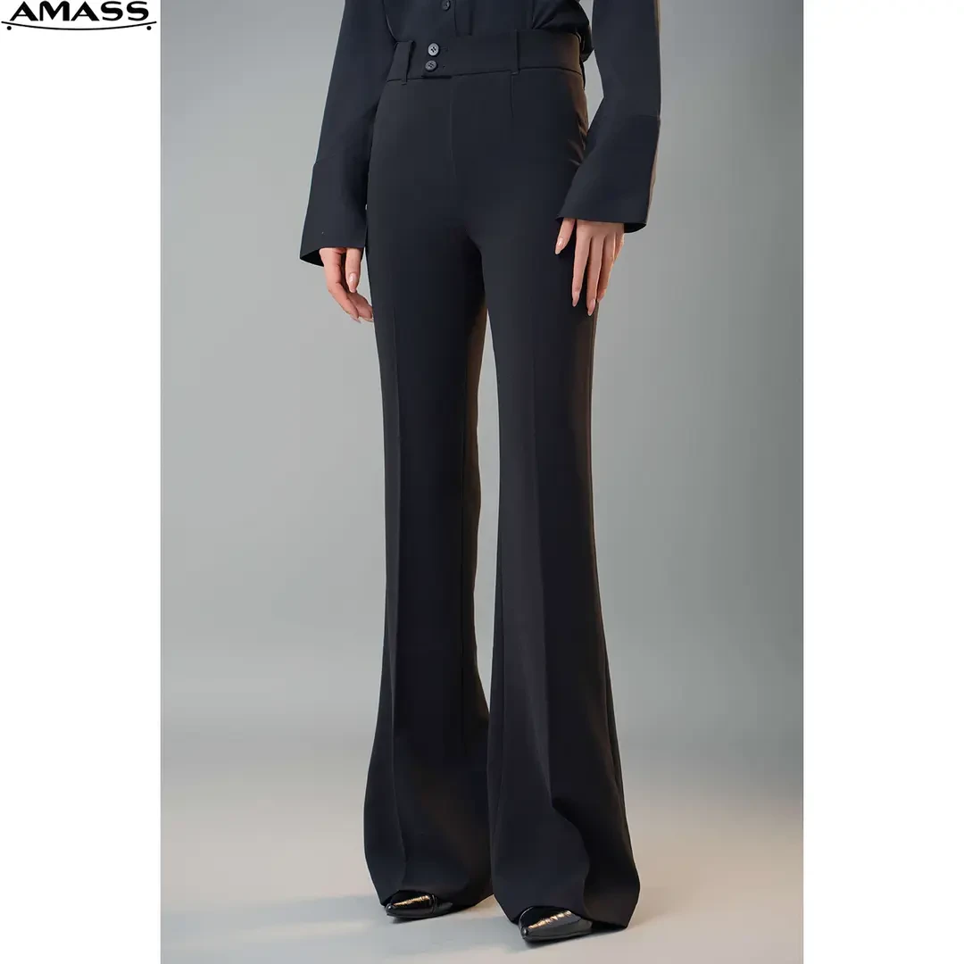 AMASS/阿玛施秋季新款百搭时尚休闲高腰修身显瘦微喇裤女士510021