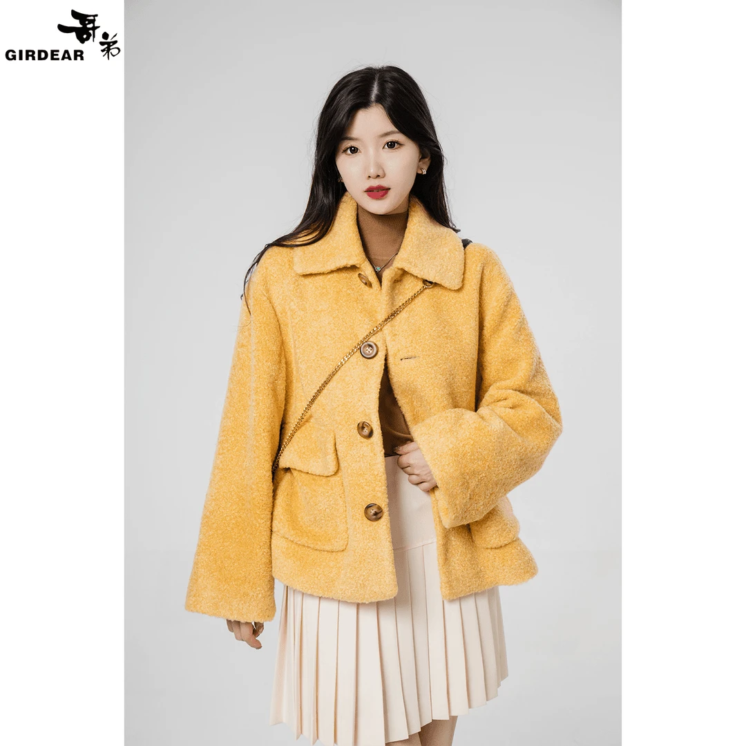 GIRDEAR/哥弟24K年秋冬新年百搭小香风长袖毛呢短外套女 1400641