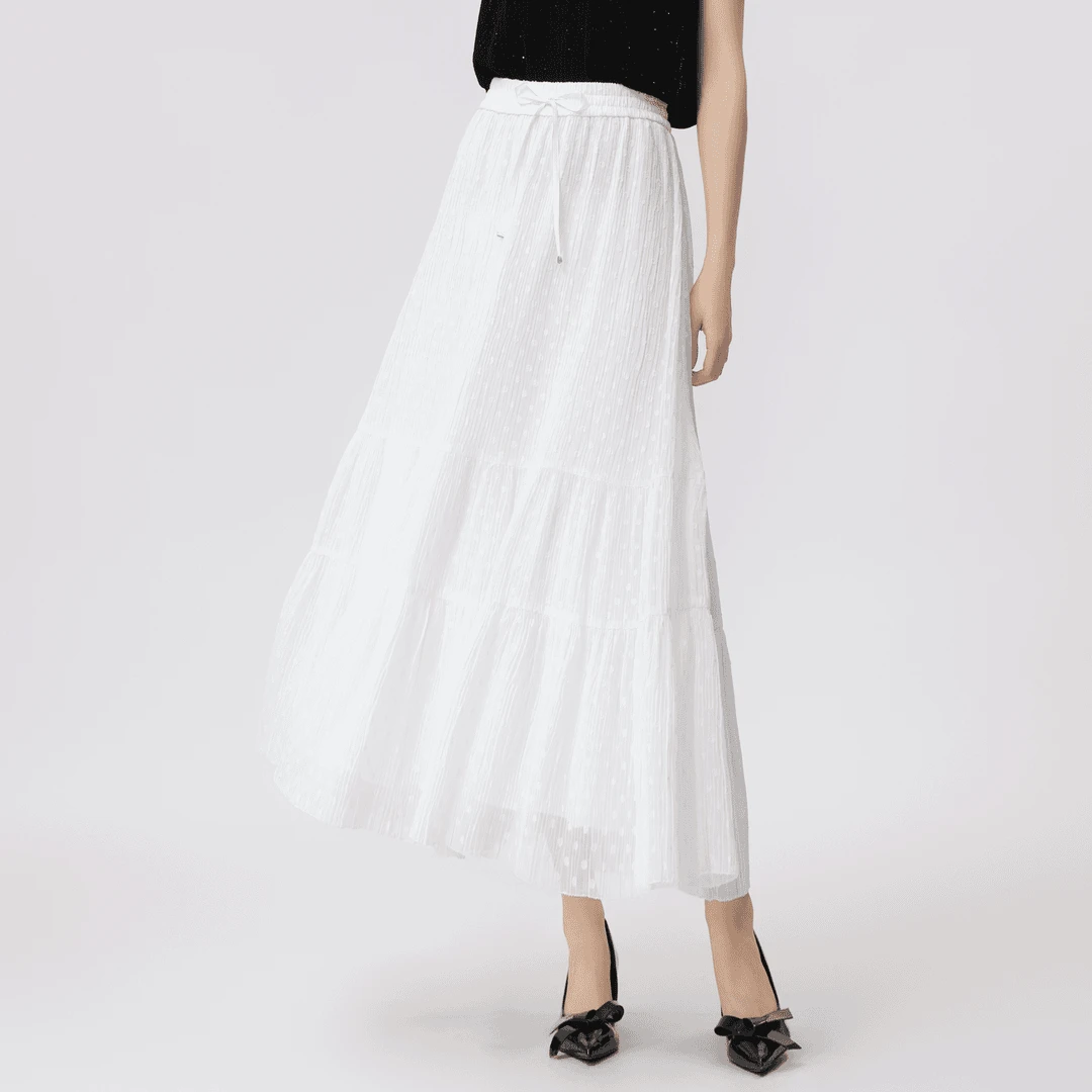 GIRDEAR/哥弟显瘦气质高腰法式时尚百褶温柔半裙1200355