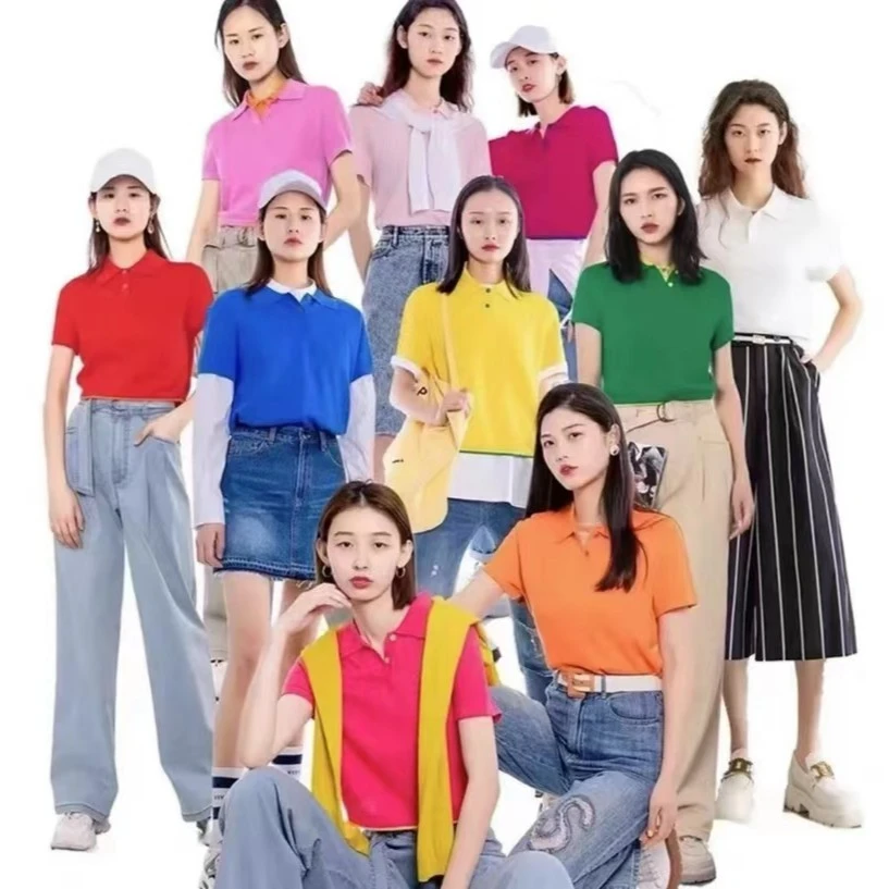 AMASS/阿玛施十全十美POLO领纯色短款针织纱打底上衣女5399480
