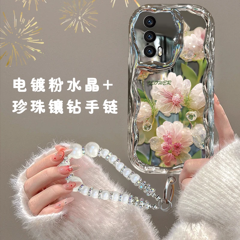 适用于vivoiqooneo5手机壳电镀奶油纹镂空水晶花全包防摔保护套