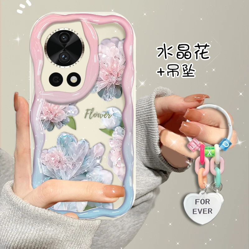 适用于华为nova12pro手机壳保护套水晶花硅胶防摔软壳轻奢保护套