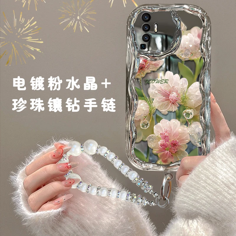 适用于vivox50手机壳电镀奶油纹镂空水晶花全包防摔保护套