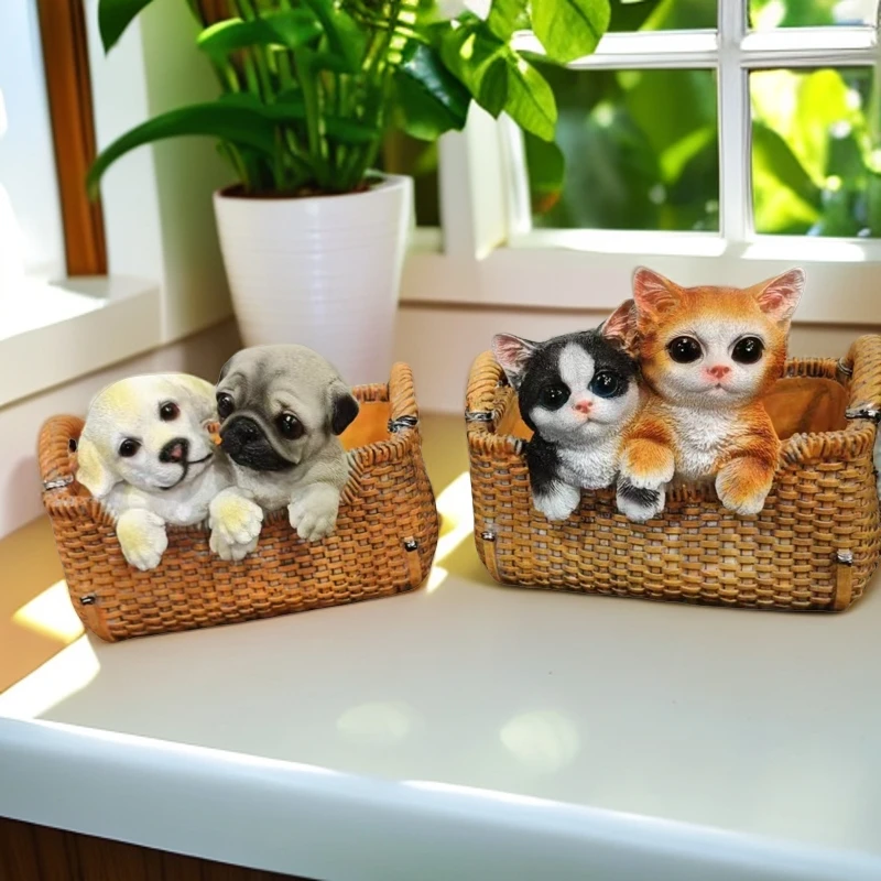 小狗/小猫编织花盆花园手工创意庭院摆件生日礼物花瓶高颜值摆件