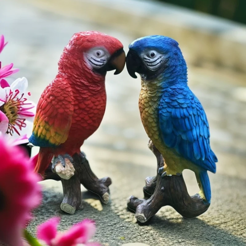 木桩鹦鹉摆件花园装饰新房装饰品客厅装饰用品高颜值摆件家居饰品