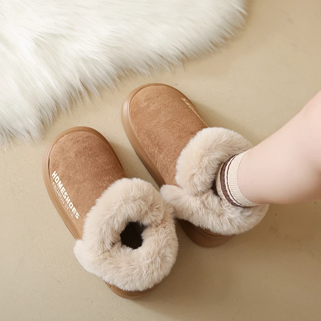 棉拖鞋男女包跟冬季保暖情侣厚底室内外居家可爱踩屎感棉鞋雪地鞋