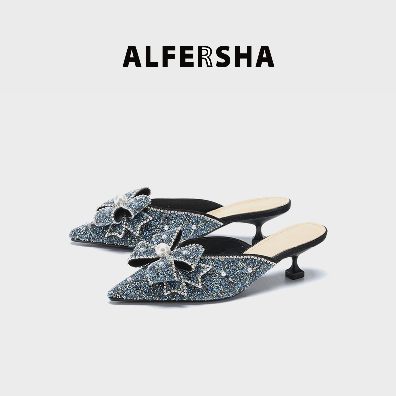 alfersha/阿芙莎 【黄奕同款】8009夏季新款小香风希望之花百搭气质款包头拖B