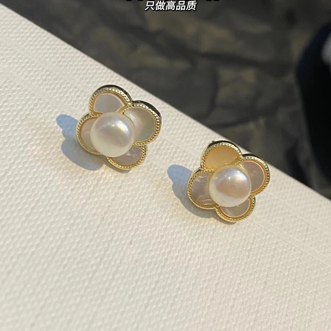铜合金耳饰 时尚高定轻奢气质甜美优雅花朵ZZ耳钉简约精致##FC607