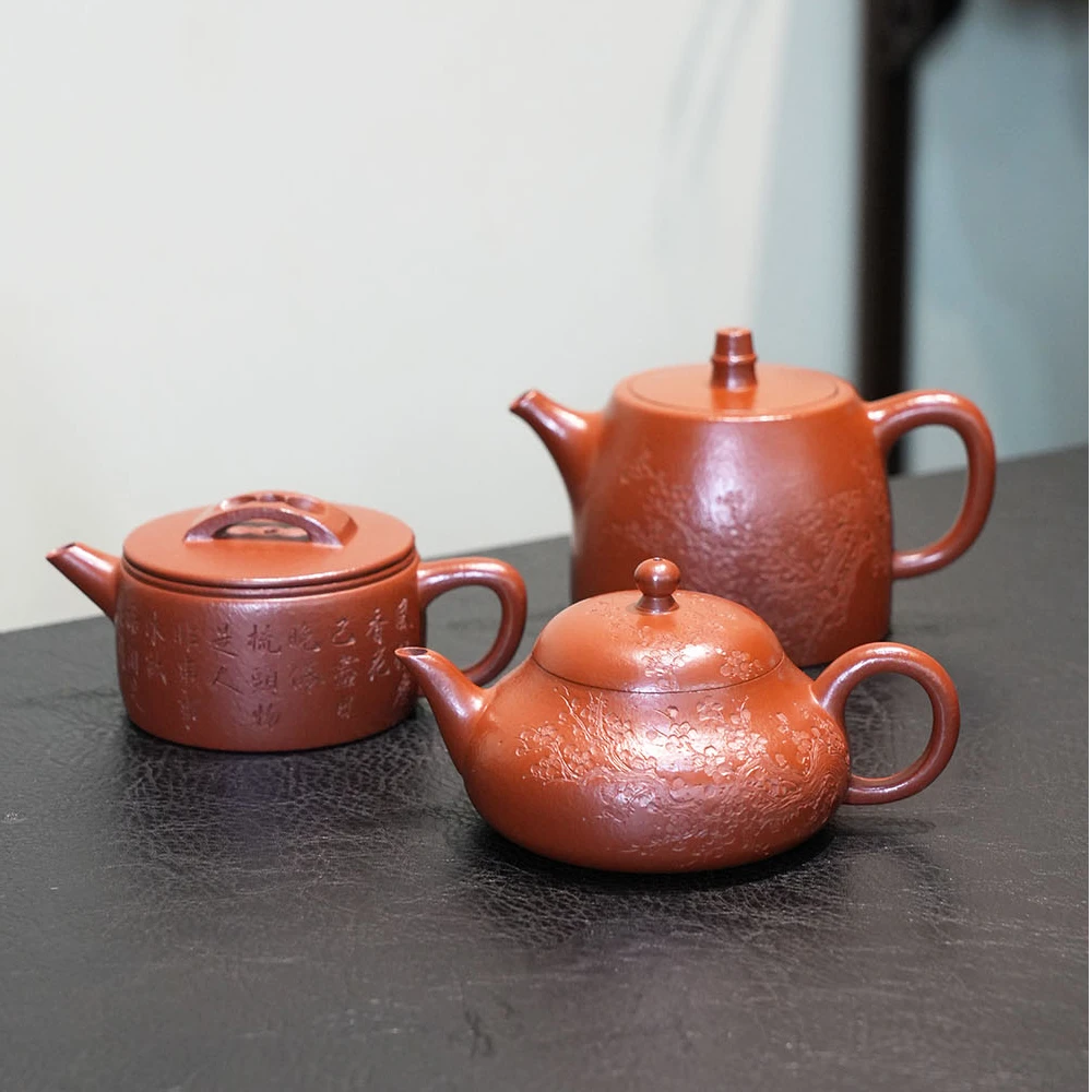 宗丽紫砂《双十一》福利回馈系列朱泥汉瓦梨型汉铎刻字全手工大容量