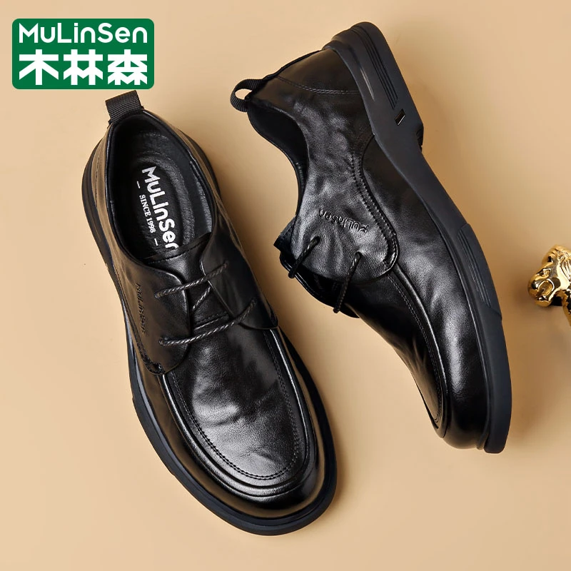 木林森鞋子男士皮鞋真皮透气商务防滑正装英伦百搭软底韩版四季款