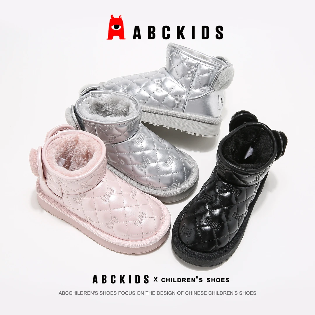 冬季Abckids女童加绒加厚新款防寒耐磨雪地靴SY453603792AX