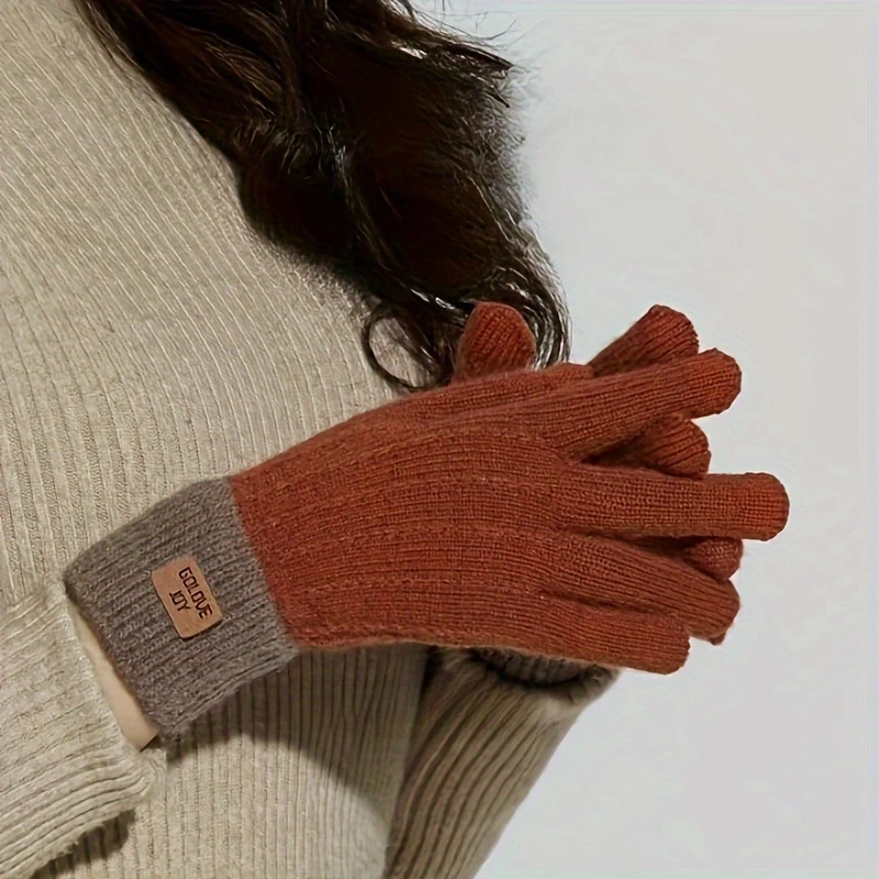 冬季时尚保暖针织羊绒触屏手套男女户外防寒防冻运动骑车弹力手套