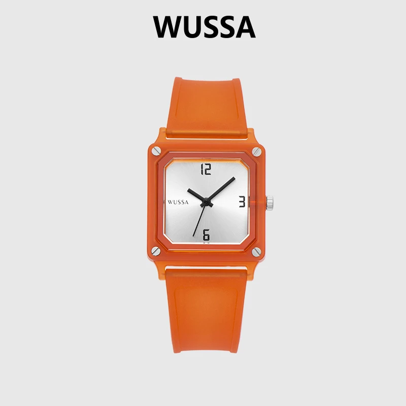 WUSSA ENTER系列硅胶手表 表带学生腕表防水新品轻奢方形潮流